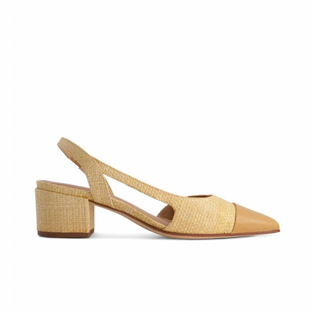 NEW BERNARDO women's monroe raffia pump in beige